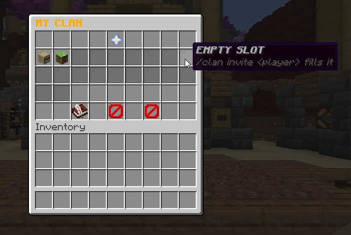 MCWars My Clan menu showing member slots