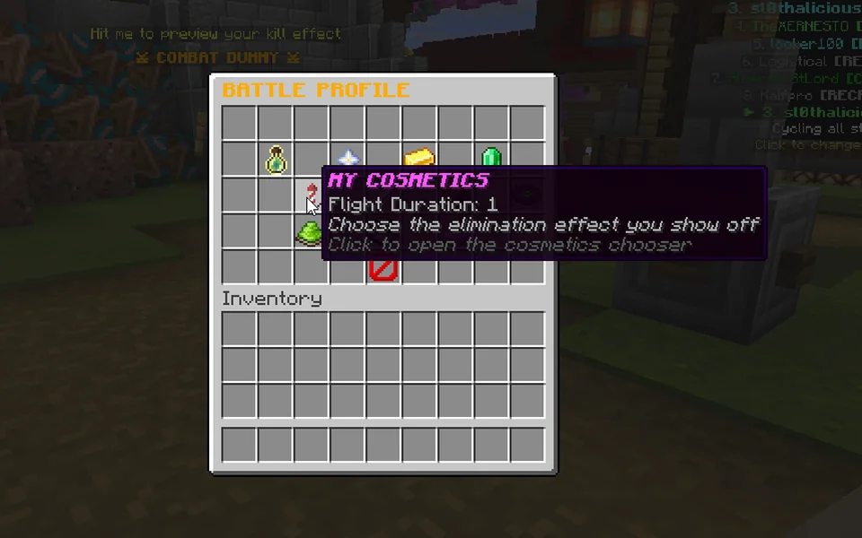 MCWars Battle Profile cosmetics menu