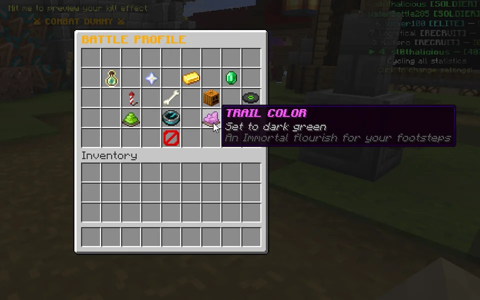 MCWars trail colour selection menu